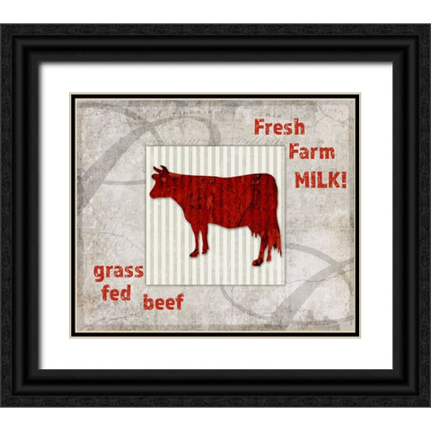 Decortive Pattern Farm Fresh Beef Black Ornate Wood Framed Art Print with Double Matting by LightBoxJournal