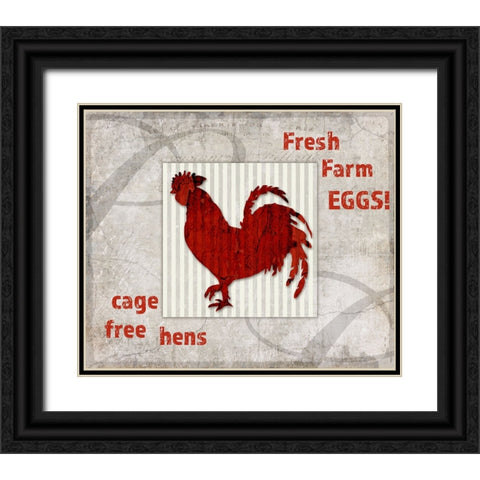 Decortive Pattern Farm Fresh Chicken Black Ornate Wood Framed Art Print with Double Matting by LightBoxJournal