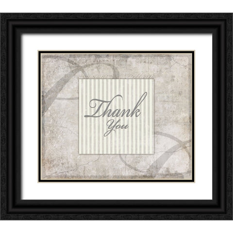 Decorative Pattern Thank You Black Ornate Wood Framed Art Print with Double Matting by LightBoxJournal