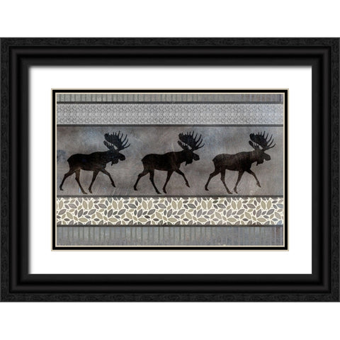 Moose Pattern Black Ornate Wood Framed Art Print with Double Matting by LightBoxJournal