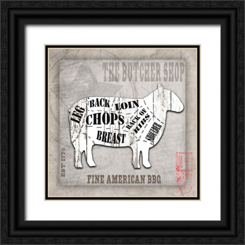 American Butcher Shop sheep Black Ornate Wood Framed Art Print with Double Matting by LightBoxJournal