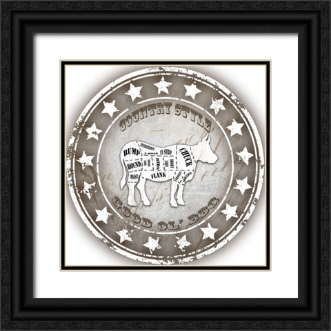 Good Ol BBQ Cow Black Ornate Wood Framed Art Print with Double Matting by LightBoxJournal