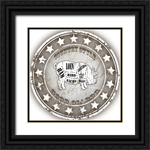 Good Ol BBQ Pig Black Ornate Wood Framed Art Print with Double Matting by LightBoxJournal