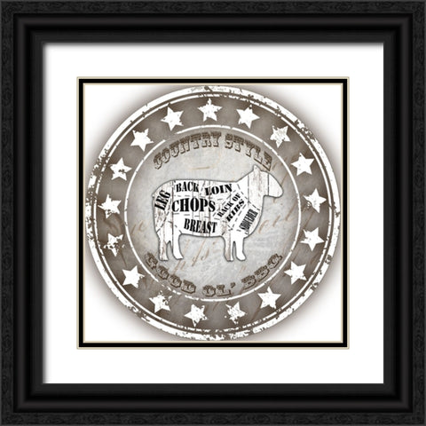 Good Ol BBQ Sheep Black Ornate Wood Framed Art Print with Double Matting by LightBoxJournal