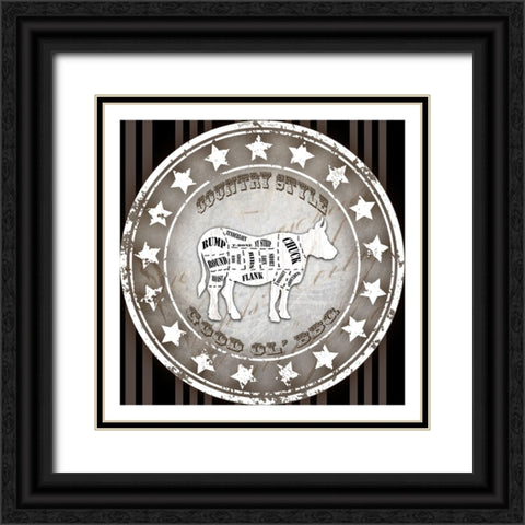 Good Ol BBQ Square Cow Black Ornate Wood Framed Art Print with Double Matting by LightBoxJournal