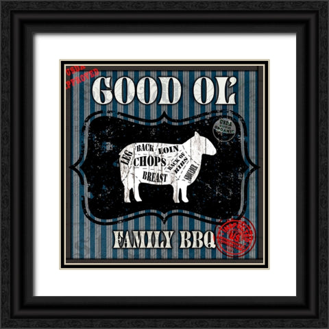 Good Ol Family BBQ Square Black Ornate Wood Framed Art Print with Double Matting by LightBoxJournal