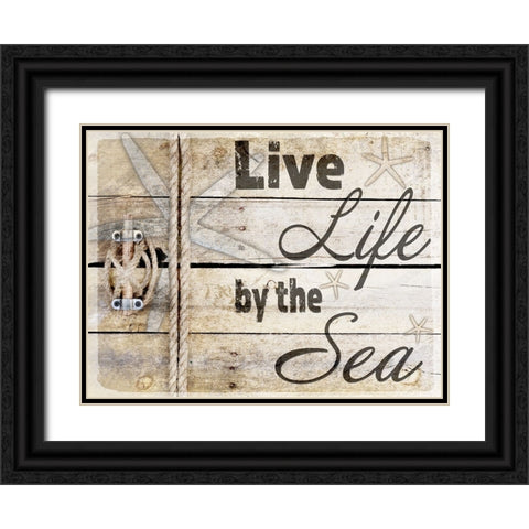Country Sea Sign 3 Black Ornate Wood Framed Art Print with Double Matting by LightBoxJournal