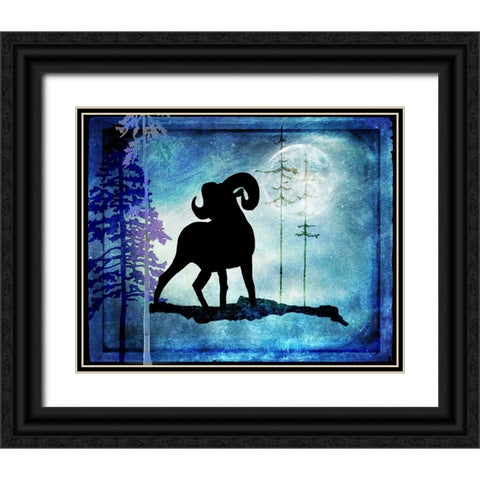 Midnight Sheep Black Ornate Wood Framed Art Print with Double Matting by LightBoxJournal