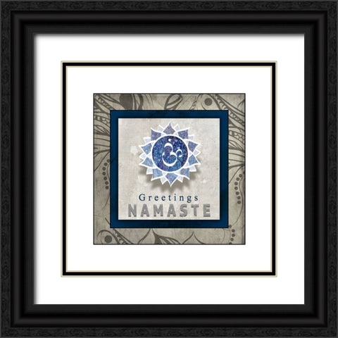 Chakras Yoga Tile Namaste V1 Black Ornate Wood Framed Art Print with Double Matting by LightBoxJournal
