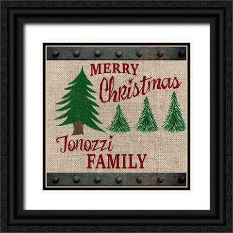 Personalized Christmas Sign V2 Black Ornate Wood Framed Art Print with Double Matting by LightBoxJournal