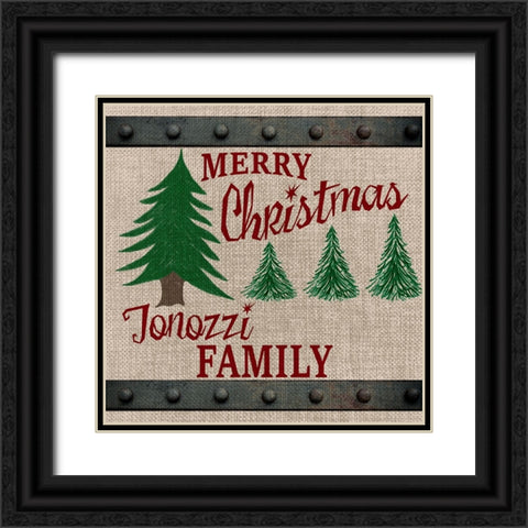 Personalized Christmas Sign V3 Black Ornate Wood Framed Art Print with Double Matting by LightBoxJournal