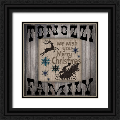 Personalized Christmas Sign V7 Black Ornate Wood Framed Art Print with Double Matting by LightBoxJournal