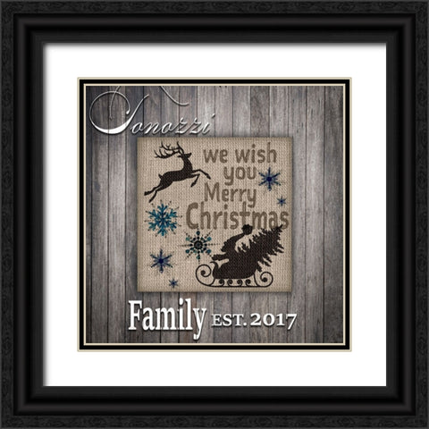 Personalized Christmas Sign V8 Black Ornate Wood Framed Art Print with Double Matting by LightBoxJournal