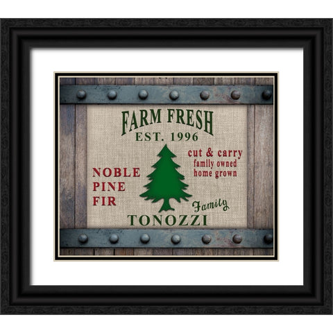 Personalized Christmas Sign V10 Black Ornate Wood Framed Art Print with Double Matting by LightBoxJournal