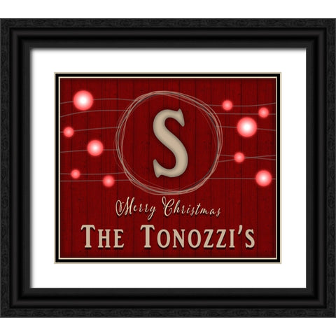 Personalized Christmas Sign V35 V2 Black Ornate Wood Framed Art Print with Double Matting by LightBoxJournal