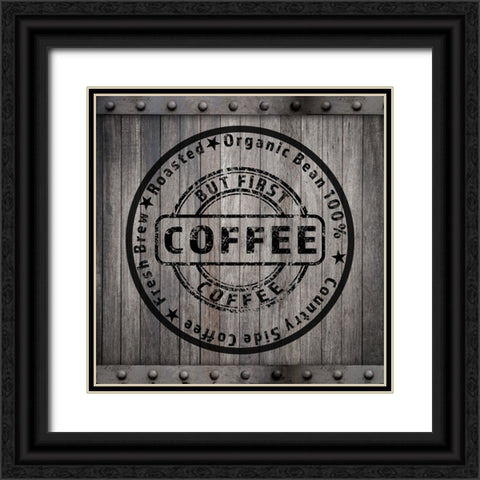 Coffee Signs V2 Black Ornate Wood Framed Art Print with Double Matting by LightBoxJournal