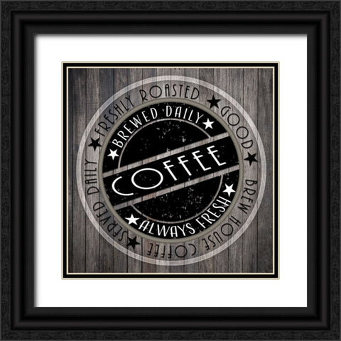 Coffee Signs V3 Black Ornate Wood Framed Art Print with Double Matting by LightBoxJournal