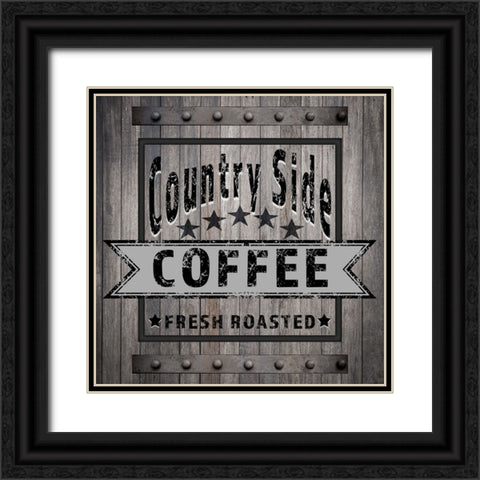 Coffee Signs V5 Black Ornate Wood Framed Art Print with Double Matting by LightBoxJournal