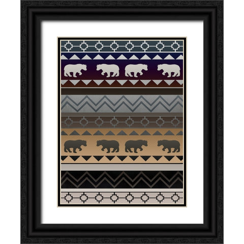 Bear Pattern Sunset Gradient Black Ornate Wood Framed Art Print with Double Matting by LightBoxJournal
