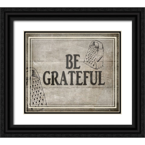 Be Greatful BK Black Ornate Wood Framed Art Print with Double Matting by LightBoxJournal
