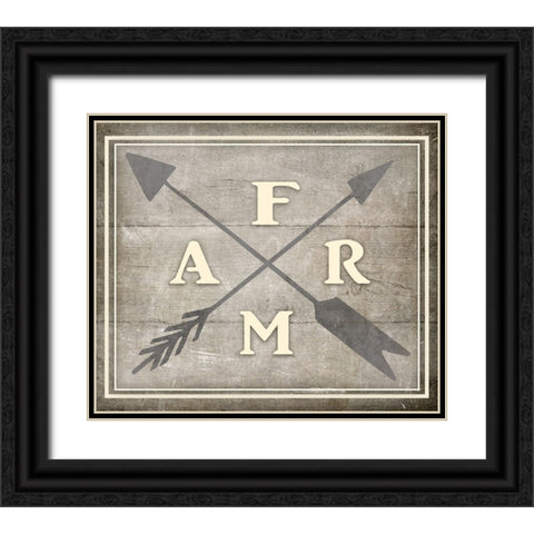 Vintage Farm Sign - Farm Black Ornate Wood Framed Art Print with Double Matting by LightBoxJournal