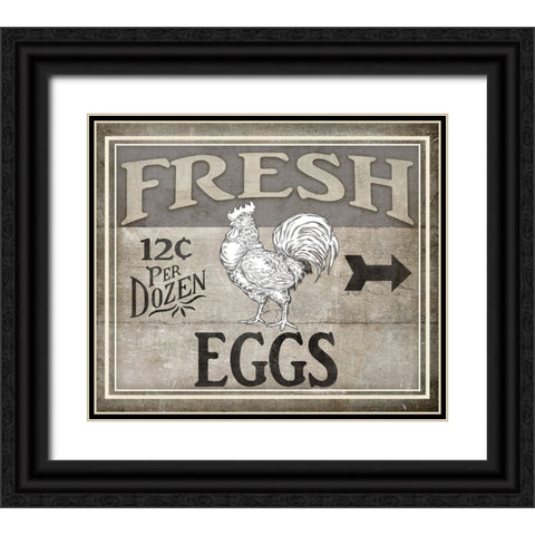 Vintage Farm Sign - Local Farmer - Fresh Eggs Black Ornate Wood Framed Art Print with Double Matting by LightBoxJournal