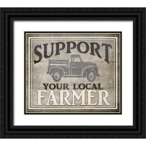Vintage Farm Sign - Local Farmer Black Ornate Wood Framed Art Print with Double Matting by LightBoxJournal