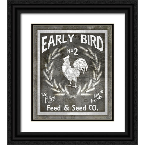 Farm Sign_Early Bird Black Ornate Wood Framed Art Print with Double Matting by LightBoxJournal
