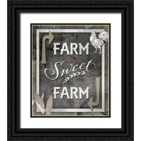 Farm Sign_Farm Sweet Farm 1 Black Ornate Wood Framed Art Print with Double Matting by LightBoxJournal