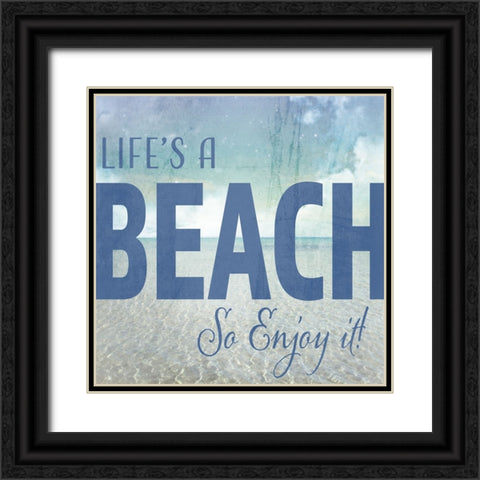 Signs_SeaLife_Typography_LifesABeach Black Ornate Wood Framed Art Print with Double Matting by LightBoxJournal