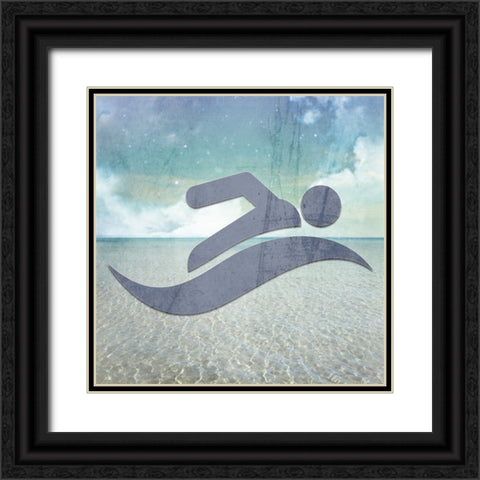 Signs_Swimming4 Black Ornate Wood Framed Art Print with Double Matting by LightBoxJournal
