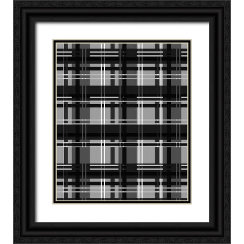 Minimalist Black and Whit Plaid 04 Black Ornate Wood Framed Art Print with Double Matting by LightBoxJournal
