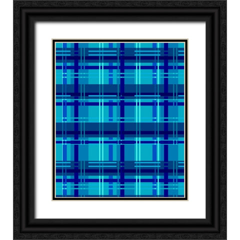 Minimalist Blue Plaid Design 05 Black Ornate Wood Framed Art Print with Double Matting by LightBoxJournal