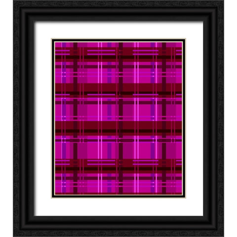 Minimalist Magenta Plaid Design 01 Black Ornate Wood Framed Art Print with Double Matting by LightBoxJournal