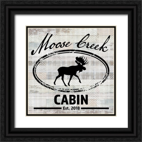 Blue Bear Lodge Sign 07 Black Ornate Wood Framed Art Print with Double Matting by LightBoxJournal