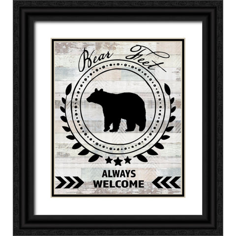 Blue Bear Lodge Sign 09 Black Ornate Wood Framed Art Print with Double Matting by LightBoxJournal