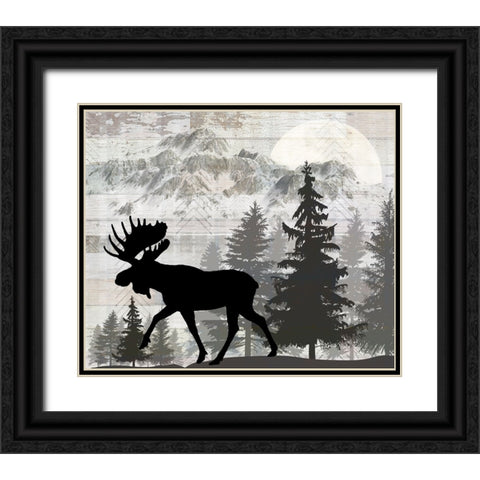 Blue Bear Lodge Sign 011 Black Ornate Wood Framed Art Print with Double Matting by LightBoxJournal