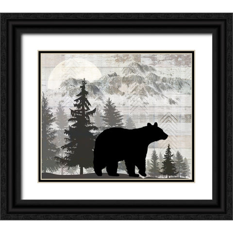 Blue Bear Lodge Sign 012 Black Ornate Wood Framed Art Print with Double Matting by LightBoxJournal