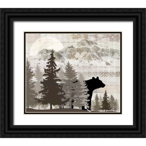 Blue Bear Lodge Sign 014 Black Ornate Wood Framed Art Print with Double Matting by LightBoxJournal