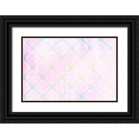 White Spring Blossoms Pattern 04 Black Ornate Wood Framed Art Print with Double Matting by LightBoxJournal