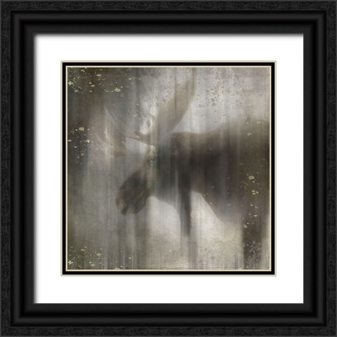 Antique Wildlife Moose Black Ornate Wood Framed Art Print with Double Matting by LightBoxJournal