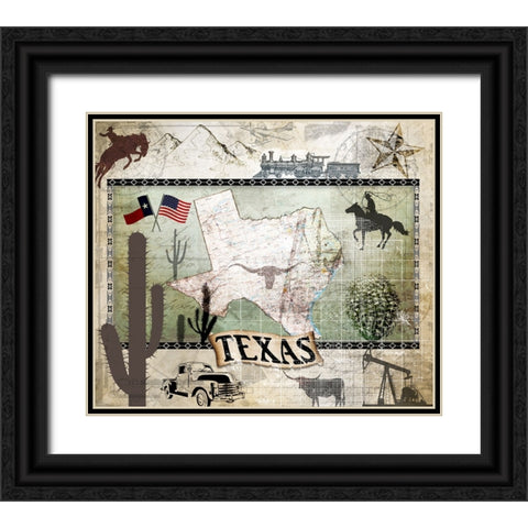 Vintage State Texas Black Ornate Wood Framed Art Print with Double Matting by LightBoxJournal