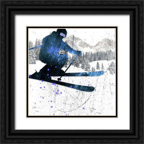 Extreme Skier 01 Black Ornate Wood Framed Art Print with Double Matting by LightBoxJournal