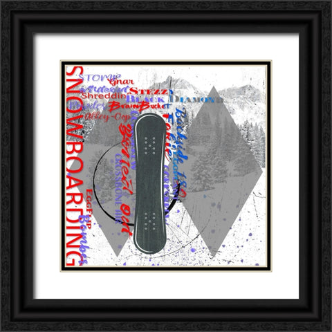 Extreme Snowboarder Word Collage Black Ornate Wood Framed Art Print with Double Matting by LightBoxJournal