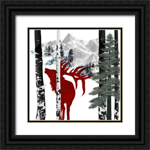 Winter Elk Black Ornate Wood Framed Art Print with Double Matting by LightBoxJournal