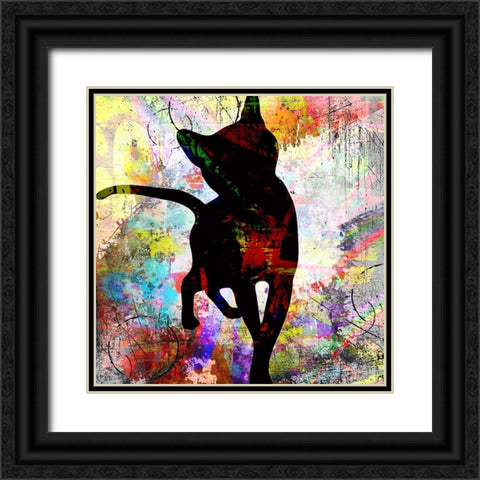 Playful Kitty 1 Black Ornate Wood Framed Art Print with Double Matting by LightBoxJournal