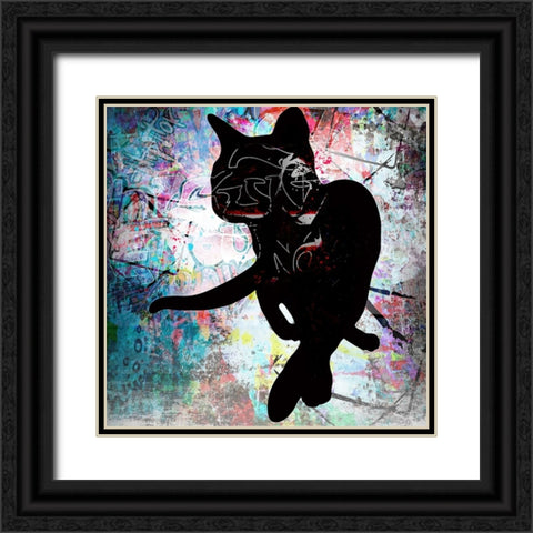 Playful Kitty 5 Black Ornate Wood Framed Art Print with Double Matting by LightBoxJournal