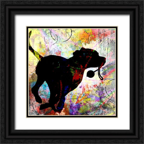 Playful Puppy 1 Black Ornate Wood Framed Art Print with Double Matting by LightBoxJournal