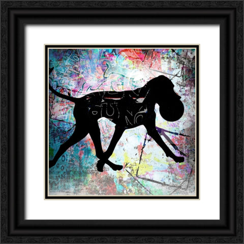 Playful Puppy 6 Black Ornate Wood Framed Art Print with Double Matting by LightBoxJournal