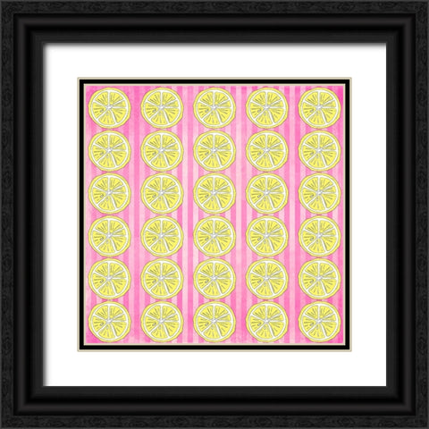 Summer time Lemon Pattern 1 Black Ornate Wood Framed Art Print with Double Matting by LightBoxJournal